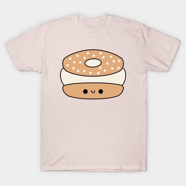 Cute Kawaii Cream Cheese Bagel T-Shirt by KawaiiByDice